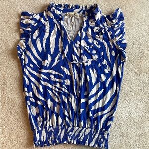 Blue and White Zebra Print Women's Top size S/M